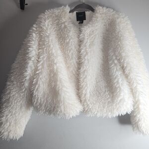 Women's Cream Faux Fur Jacket